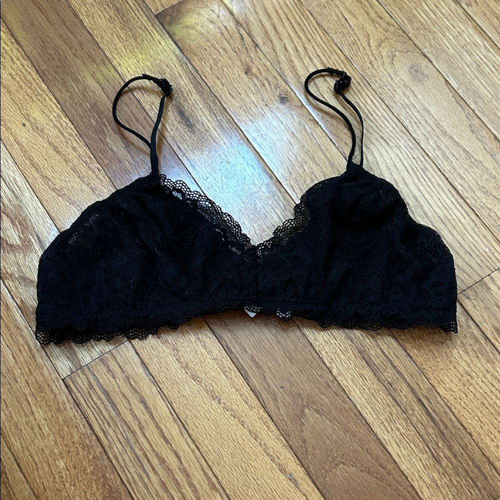 Madewell Black Lace Bralette with Adjustable Straps